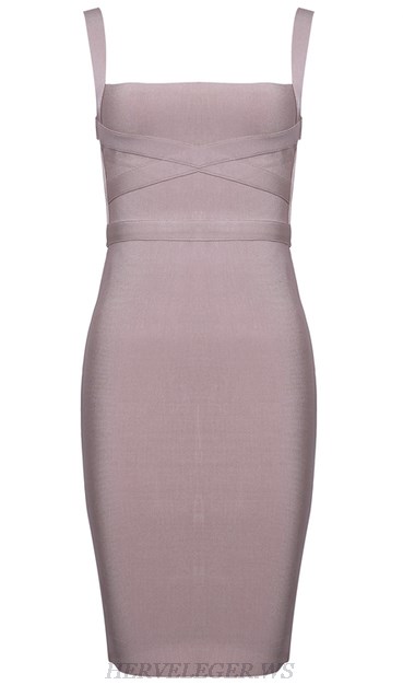 Herve Leger Taupe Strappy Dress