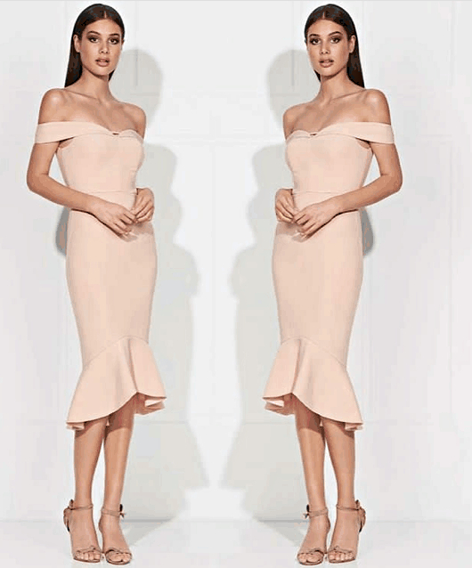 Herve Leger Pink Strapless Bardot Fluted Dress