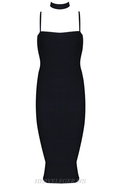 Herve Leger Black Choker Detail Dress