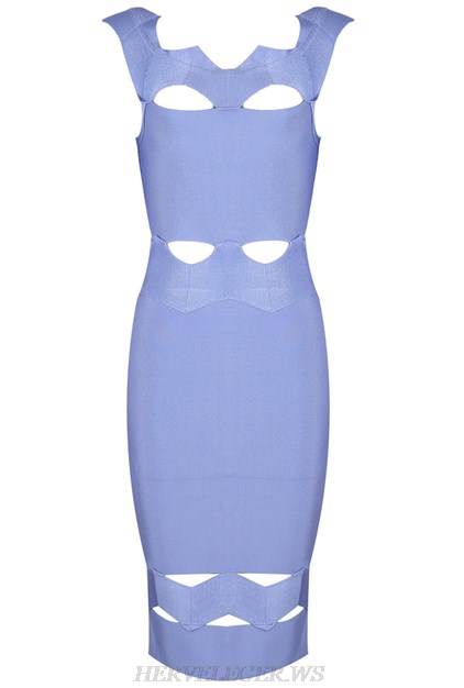 Herve Leger Blue Geo Cut Out Dress