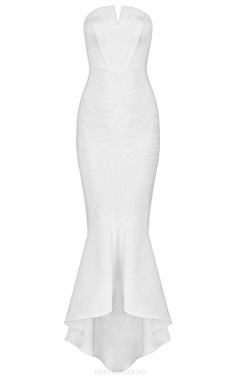 Herve Leger White Bandeau Mermaid Gown