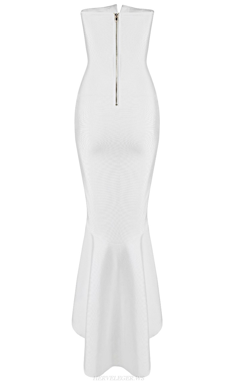 Herve Leger White Bandeau Mermaid Gown