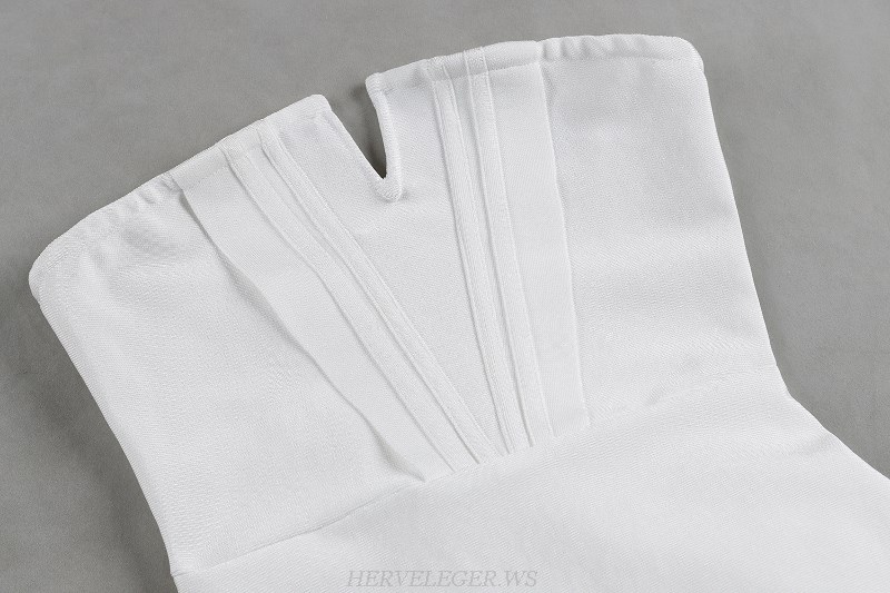 Herve Leger White Bandeau Mermaid Gown