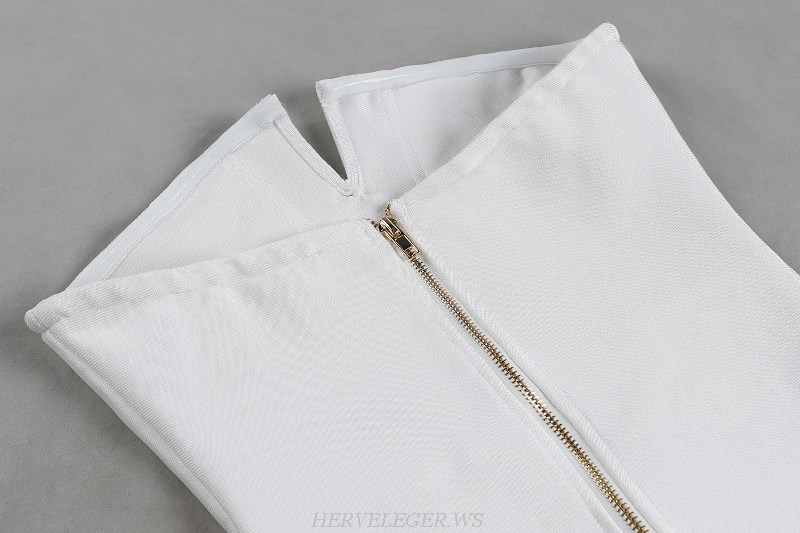 Herve Leger White Bandeau Mermaid Gown