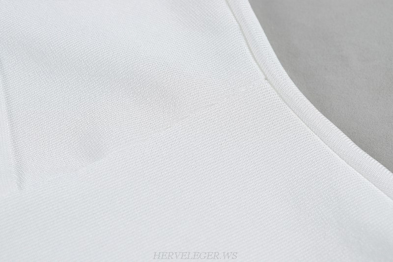 Herve Leger White Bandeau Mermaid Gown