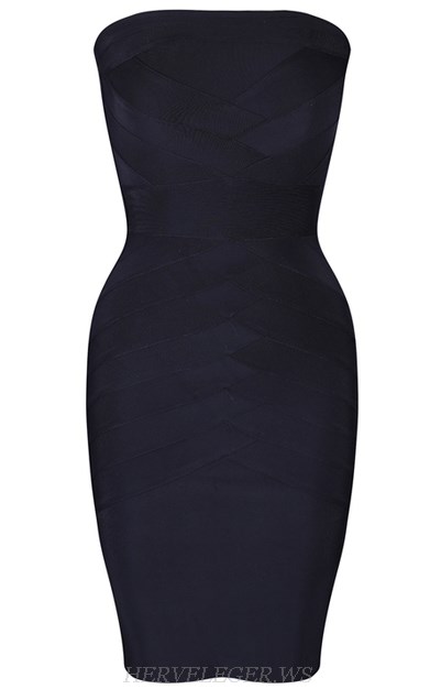 Herve Leger Black Braided Bandeau Dress