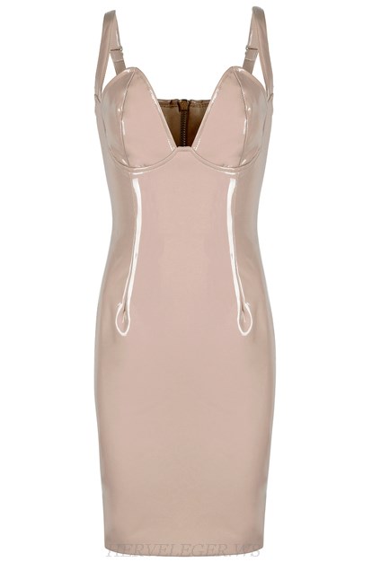 Herve Leger Nude Bustier PU Dress