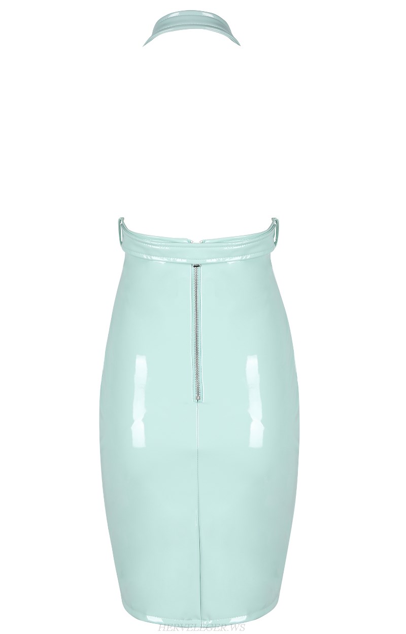 Herve Leger Mint Halter PU Dress