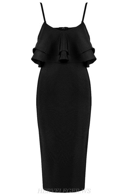 Herve Leger Black Ruffle Dress Herve Leger Black Ruffle Dress