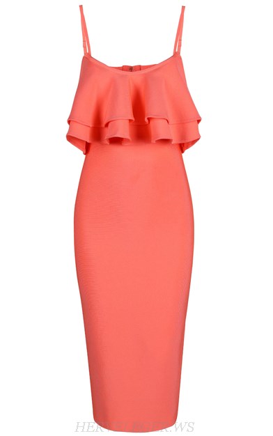 Herve Leger Coral Ruffle Dress Herve Leger Coral Ruffle Dress