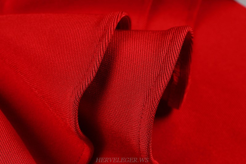 Herve Leger Red Ruffle Dress