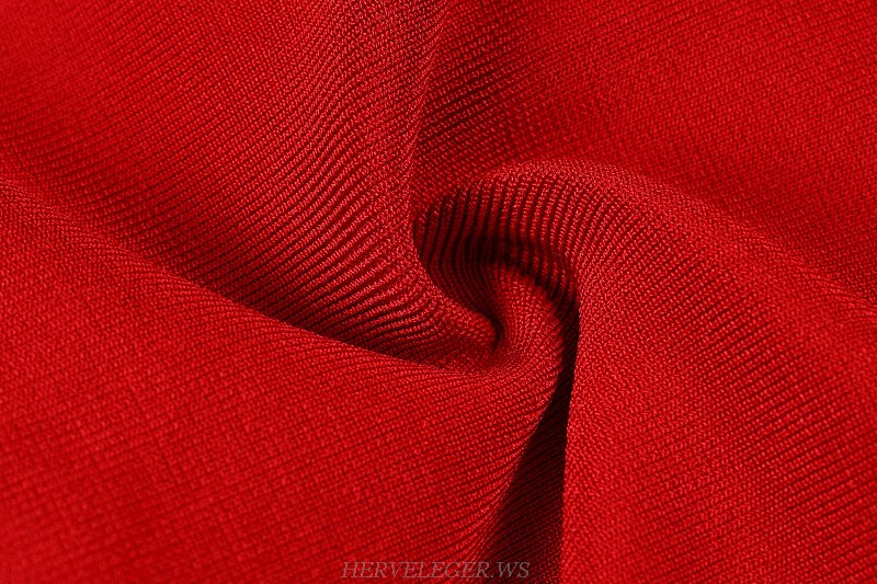 Herve Leger Red Ruffle Dress