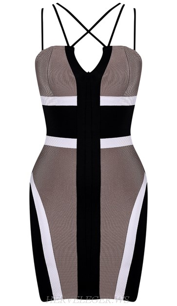 Herve Leger Colorblock Strappy Dress