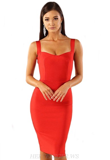Herve Leger Red Sweetheart Dress