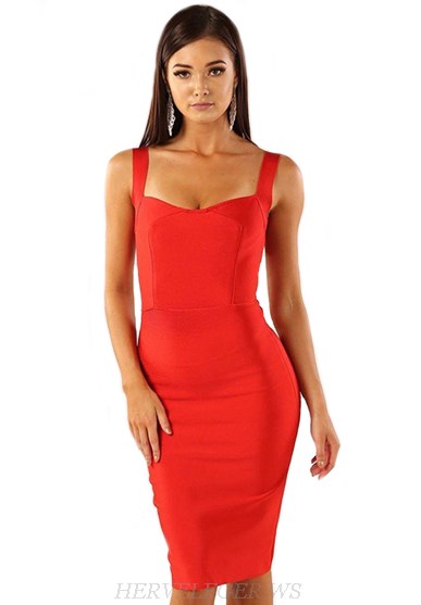 Herve Leger Red Sweetheart Dress