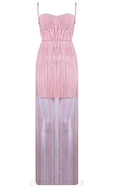 Herve Leger Pink Tassel Bustier Dress