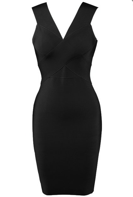 Herve Leger Black Cross Over Dress