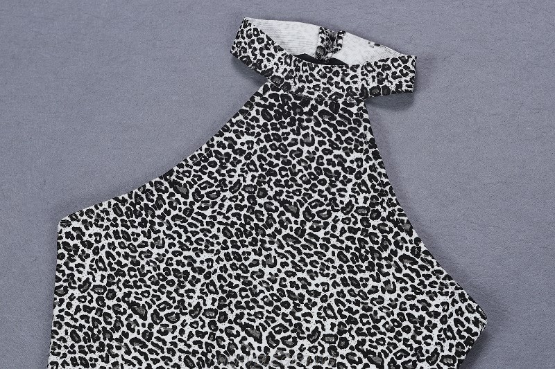 Herve Leger Animal Print Halter Dress