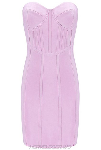 Herve Leger Pink Bandeau Bustier Dress