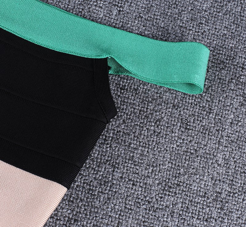 Herve Leger Bardot Colorblock Fluted Dress