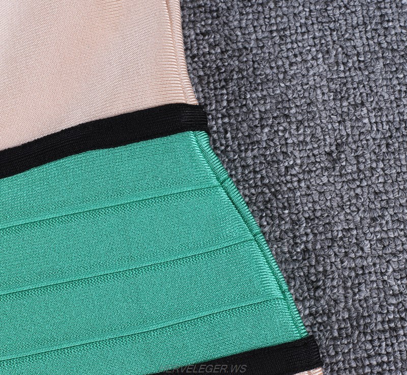 Herve Leger Bardot Colorblock Fluted Dress
