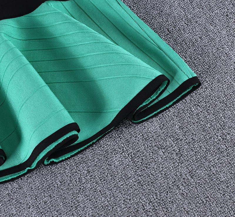 Herve Leger Bardot Colorblock Fluted Dress
