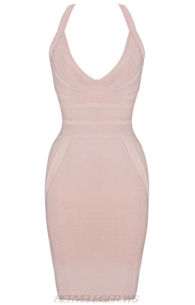 Herve Leger Nude Halter Dress Herve Leger Nude Halter Dress