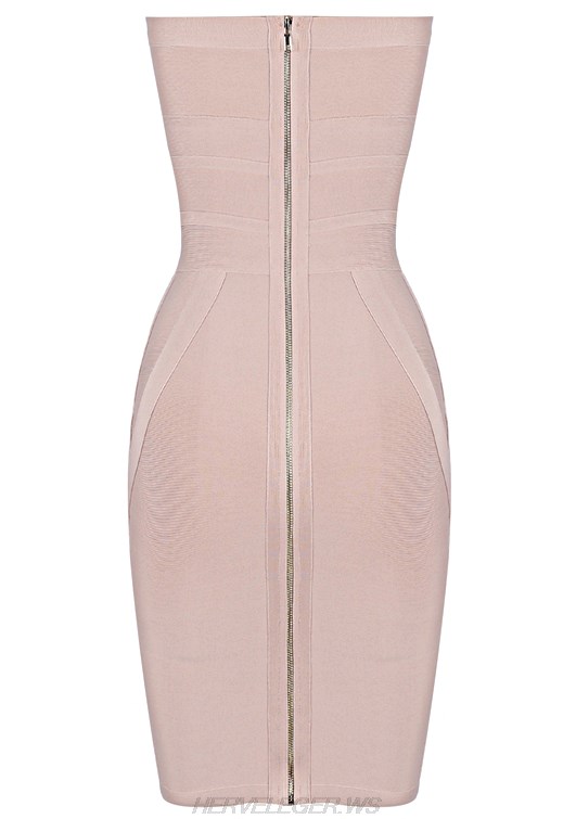 Herve Leger Nude Halter Dress