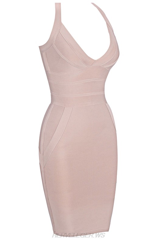 Herve Leger Nude Halter Dress