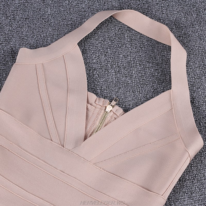 Herve Leger Nude Halter Dress