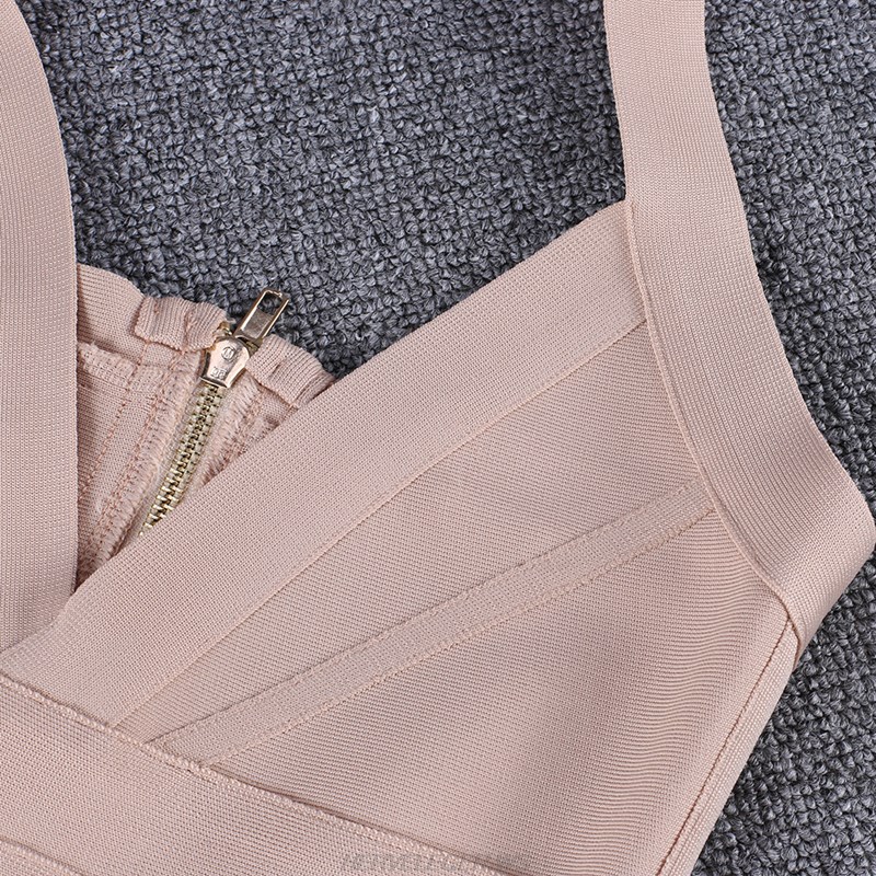 Herve Leger Nude Halter Dress