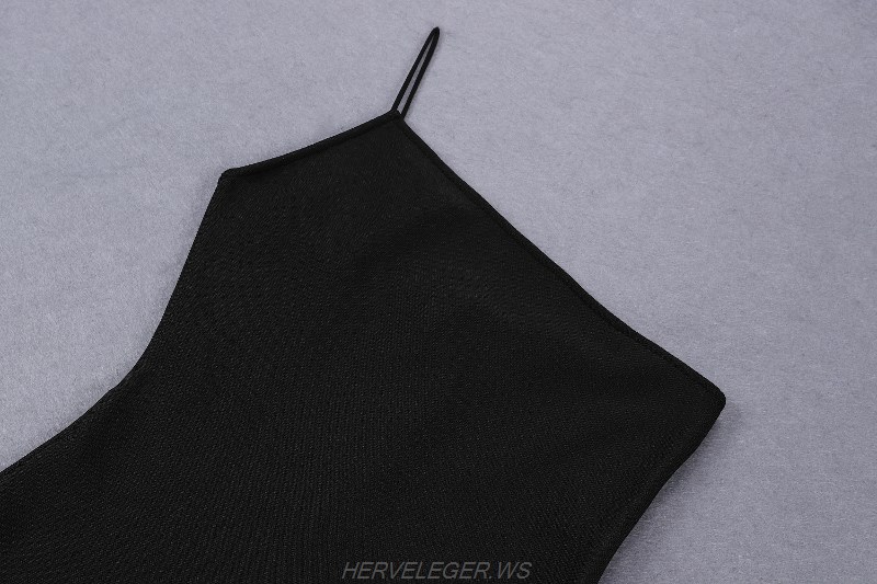 Herve Leger Black One Shoulder Dress