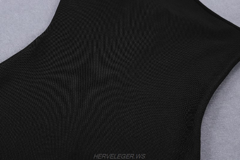 Herve Leger Black One Shoulder Dress