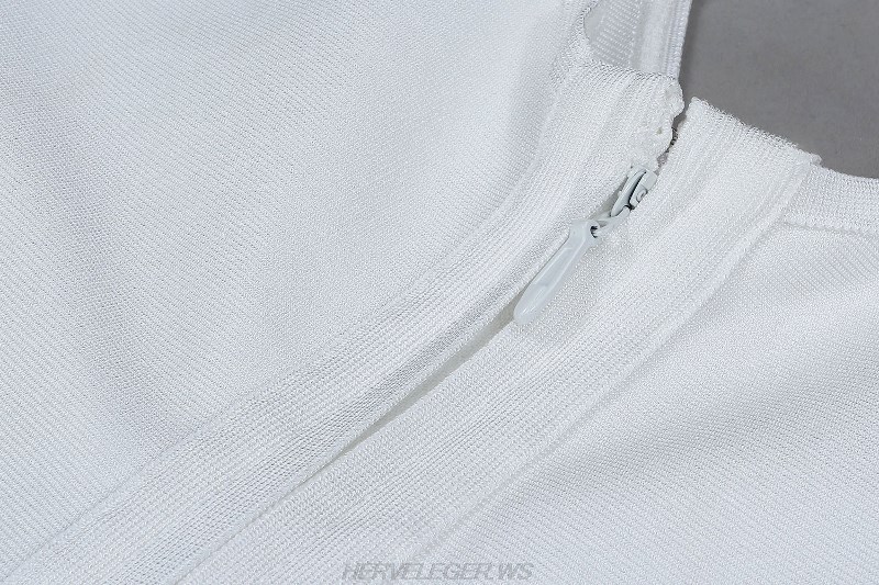 Herve Leger White Strappy Fluted Dress