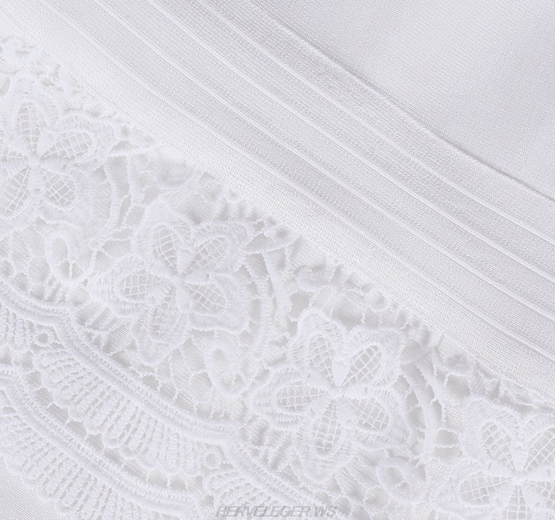 Herve Leger White Crochet Hem Dress
