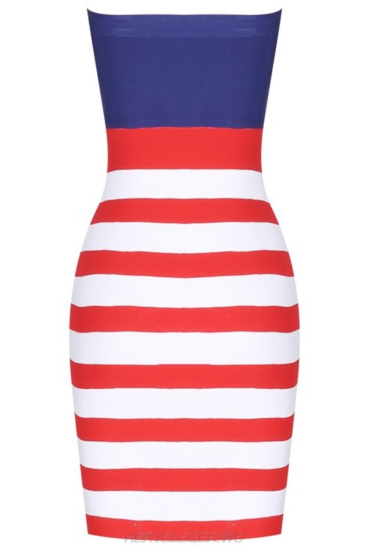 Herve Leger USA Flag Strapless Bandeau Dress