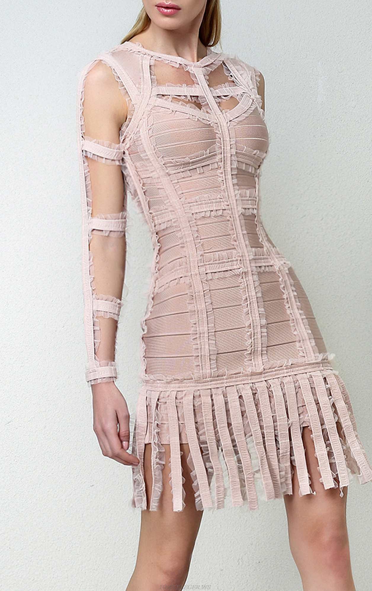 Herve Leger Brielle Chiffon Detail Dress