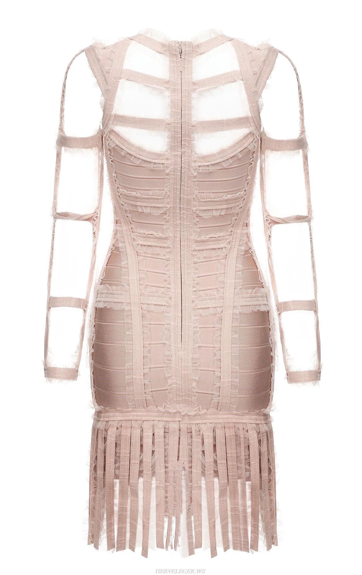Herve Leger Brielle Chiffon Detail Dress