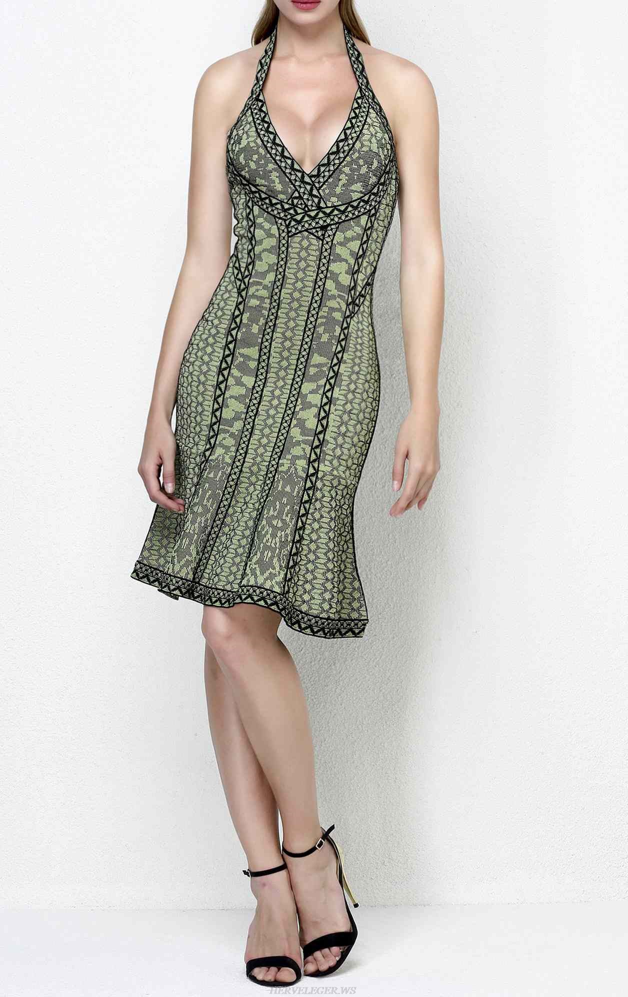 Herve Leger Jazmin Floral Diamond Jacquard Dress