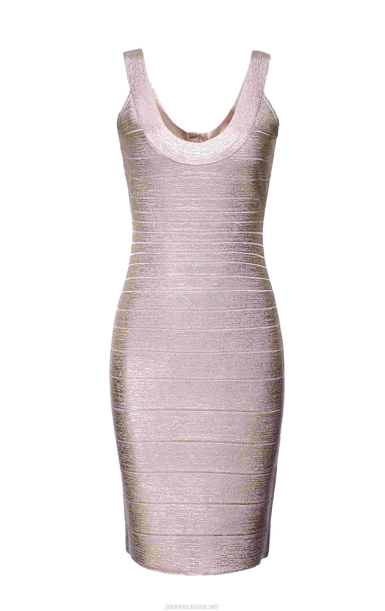 Herve Leger Sydney Woodgrain Foil Print Bandage Dress