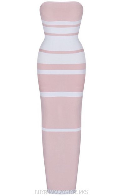 Herve Leger Strapless Bandeau Stripes Bandage Dress Herve Leger Strapless Bandeau Stripes Bandage Dress
