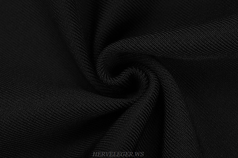 Herve Leger Black V Neck Embellished Scalloped Bandage Stars Dress
