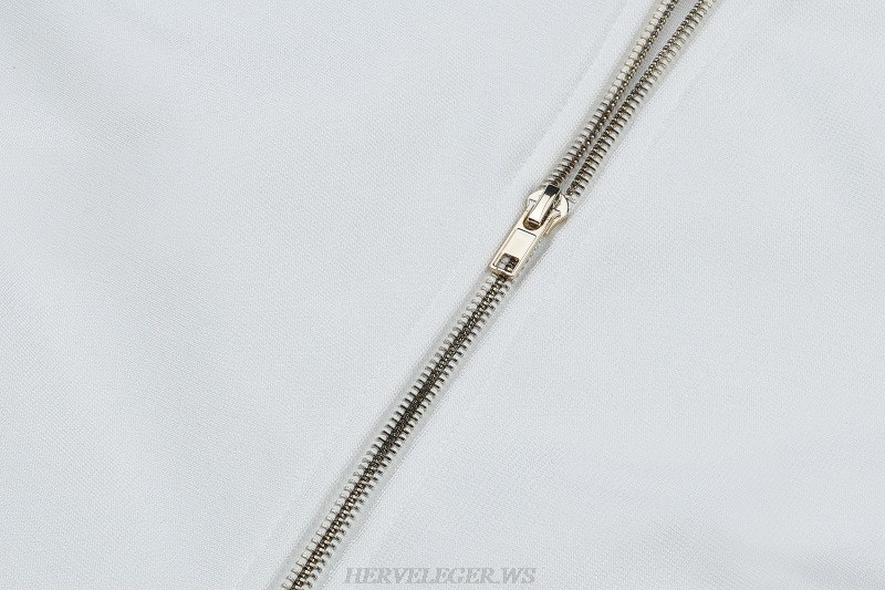 Herve Leger White Halter Slit Bandage Dress