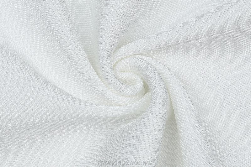 Herve Leger White Halter Slit Bandage Dress