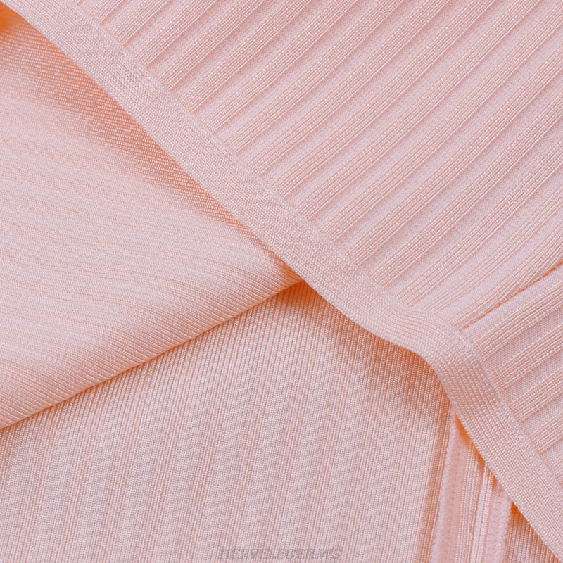 Herve Leger Pink Ribbed Bandage Stars Dress