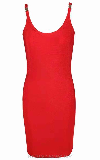 Herve Leger Red Strapless U Neck Bandage Dress Herve Leger Red Strapless U Neck Bandage Dress