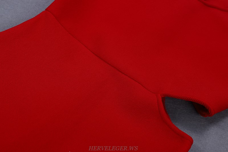 Herve Leger Red Slit Gown