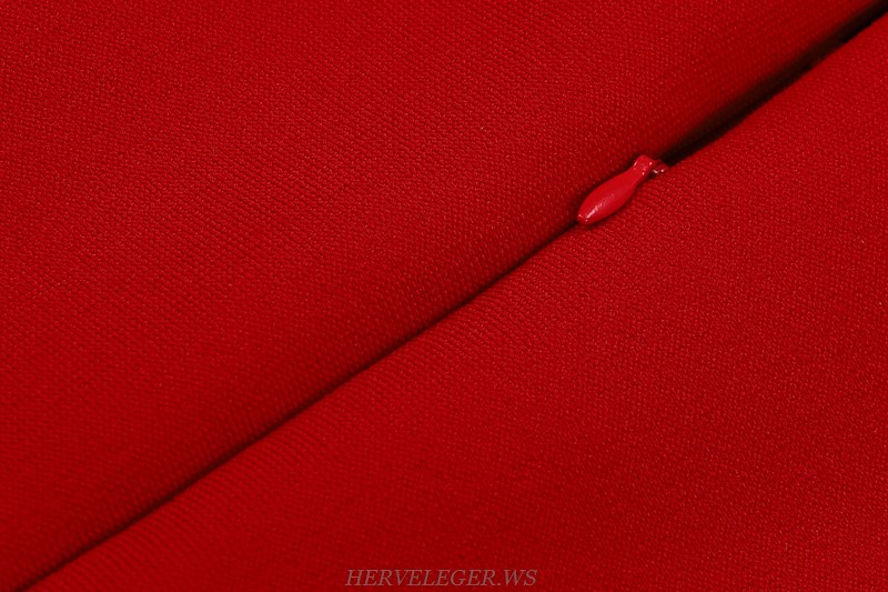 Herve Leger Red Slit Gown