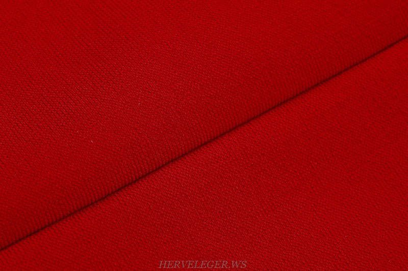 Herve Leger Red Slit Gown