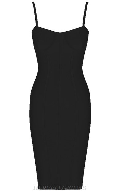 Herve  Leger Black Structured Bustier Bandage Dress